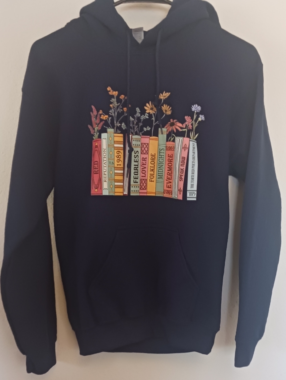 Gildan 18500 Books Hoodie Sweatshirt Trendy Floral Book Navy Small